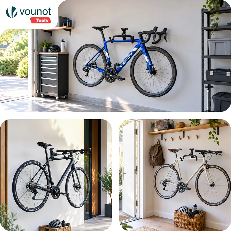 Support mural velo pliable et reglable metal noir