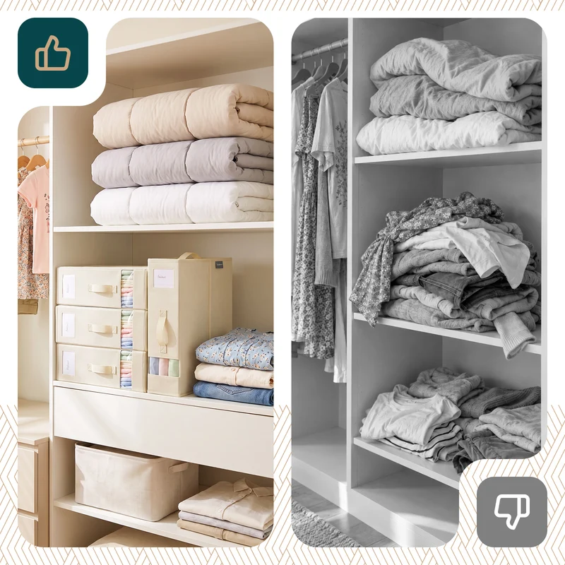 Lot de 3 Sacs de Rangement Drap de Lit Pliable 38,5x33x12cm Beige