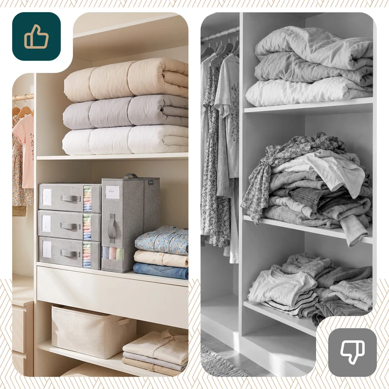 Lot de 3 Sacs de Rangement Drap de Lit Pliable 38,5x33x12cm Gris