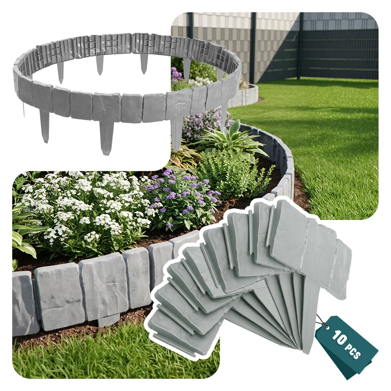 Bordure de jardin plastique PP imitation pierre 2.5m gris clair