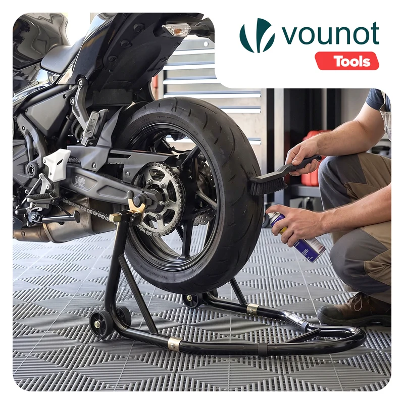 Bequille Moto roue arriere charge max 390 kg acier Noir