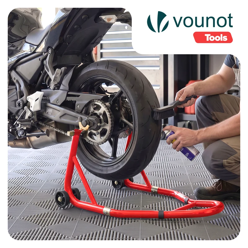 Bequille Moto roue arriere charge max 390 kg acier Rouge