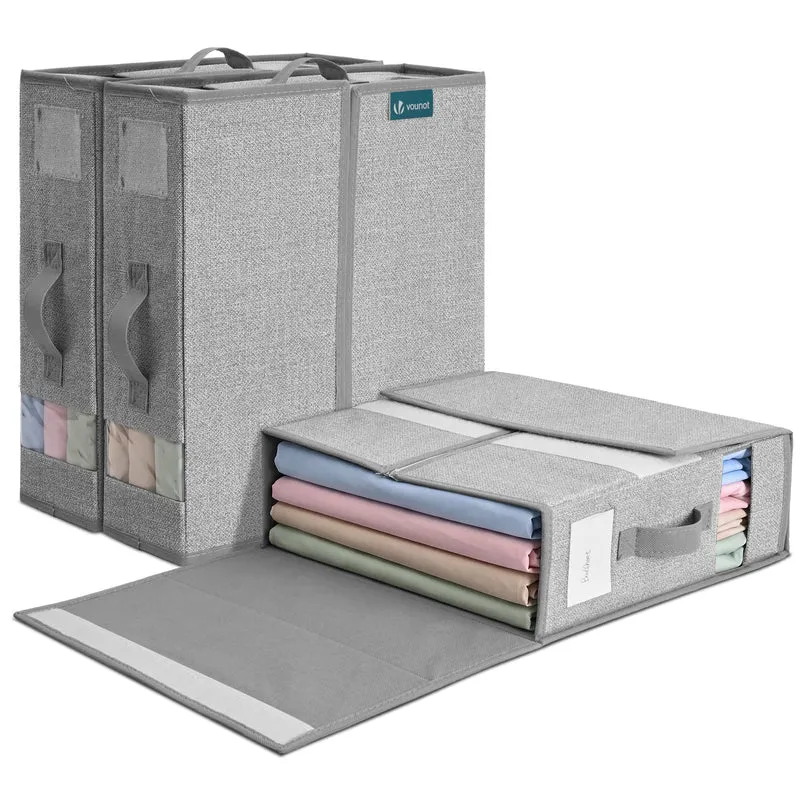 Lot de 3 Sacs de Rangement Drap de Lit Pliable 38,5x33x12cm Gris