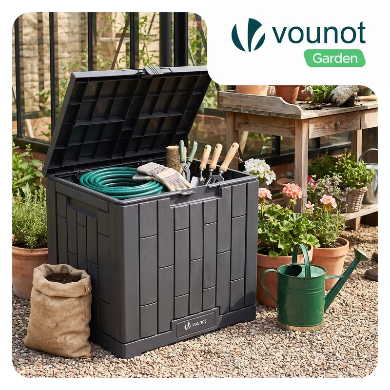 Coffre de Rangement Exterieur 126L en PP avec Système de Verrouillage 56x44x53CM Anthracite