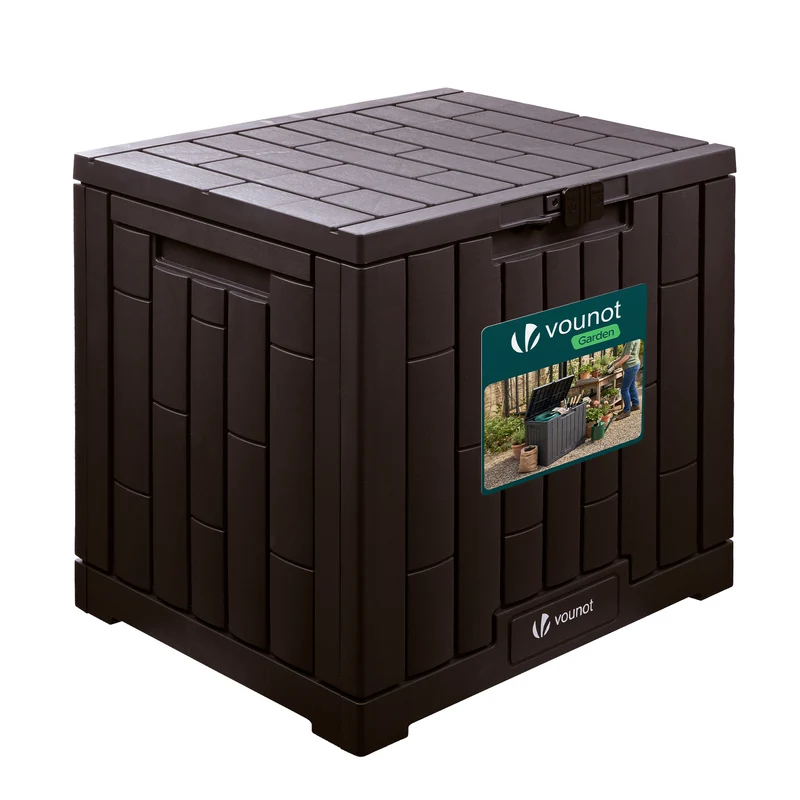 Coffre de Rangement Exterieur 126L en PP avec Système de Verrouillage 56x44x53CM Marron