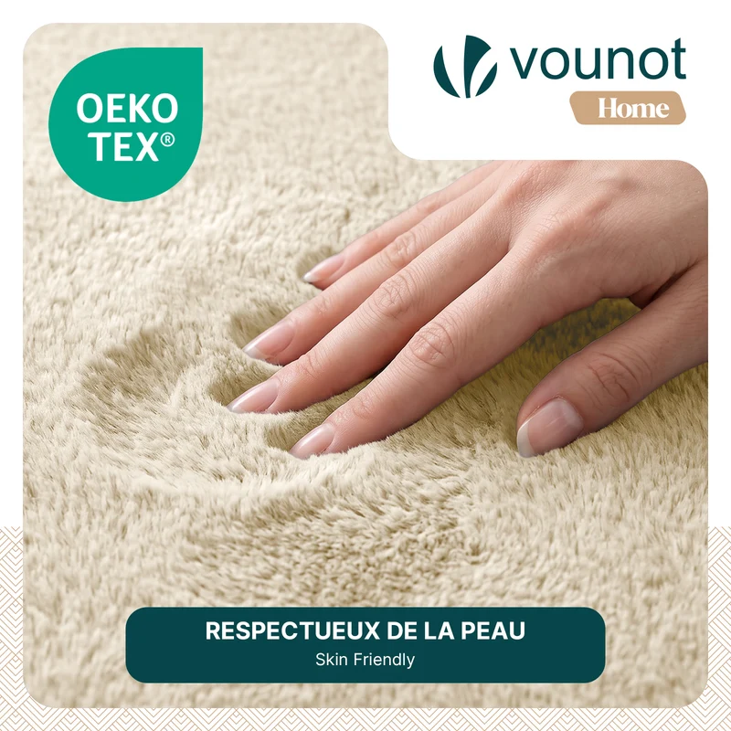 Tapis de salon poils ras doux antiderapant 80x150cm uni beige