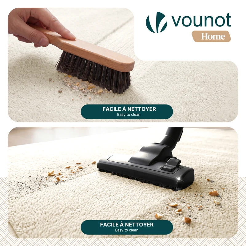 Tapis de salon poils ras doux antiderapant 80x150cm uni beige