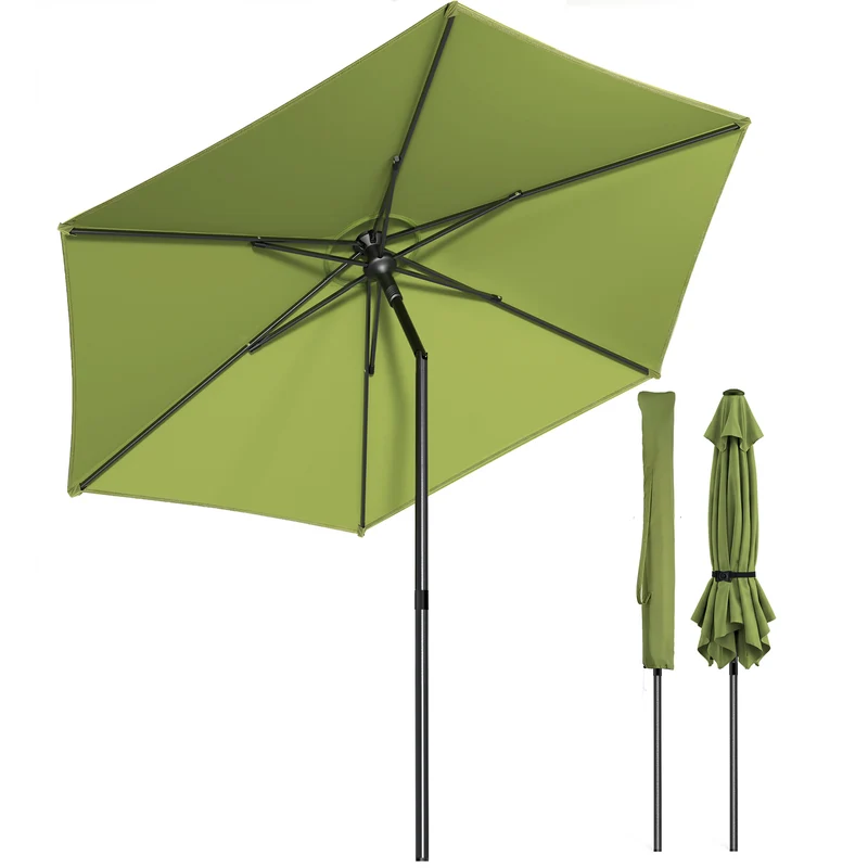 Parasol de jardin inclinable avec aeration et sac bandouliere 270cm vert olive