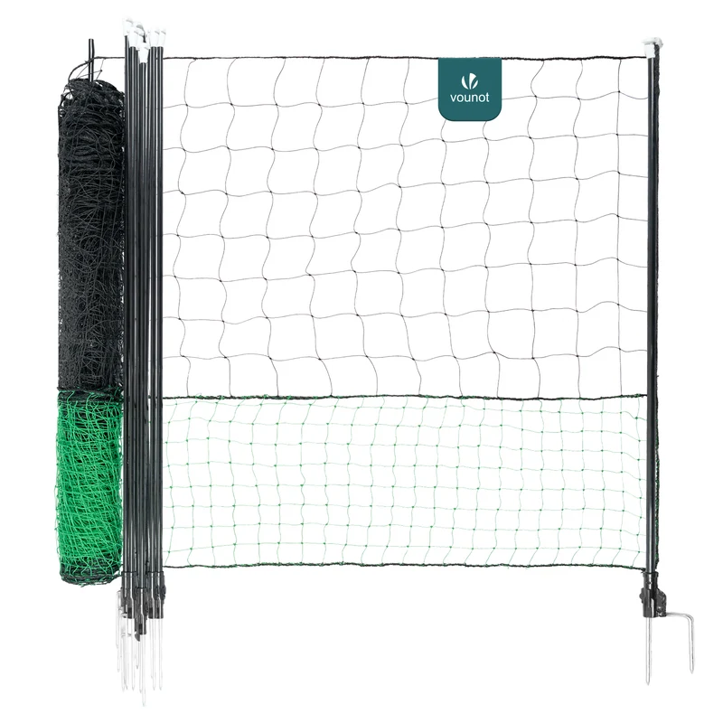 Kit cloture filet a poules PE avec piquets 30m vert