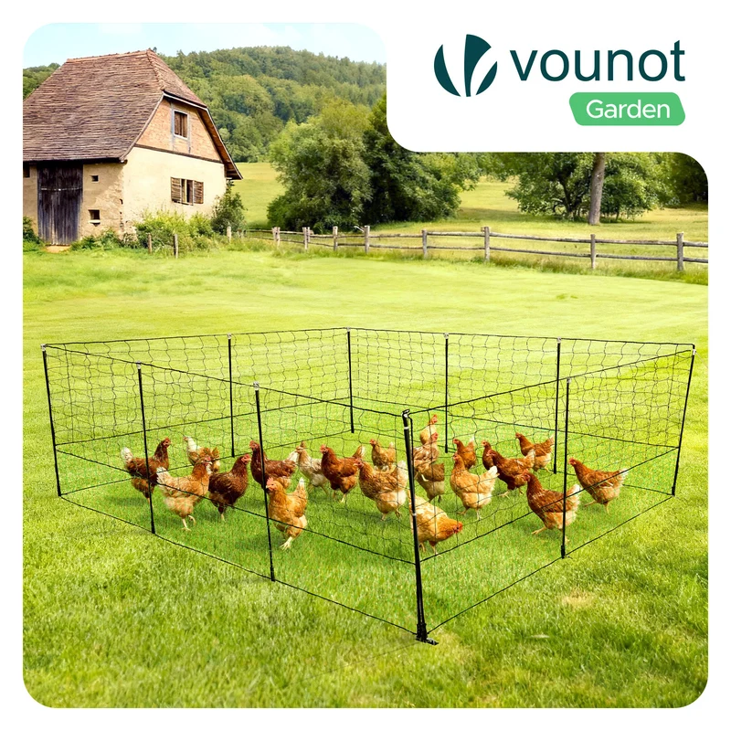Kit cloture filet a poules PE avec piquets 30m vert