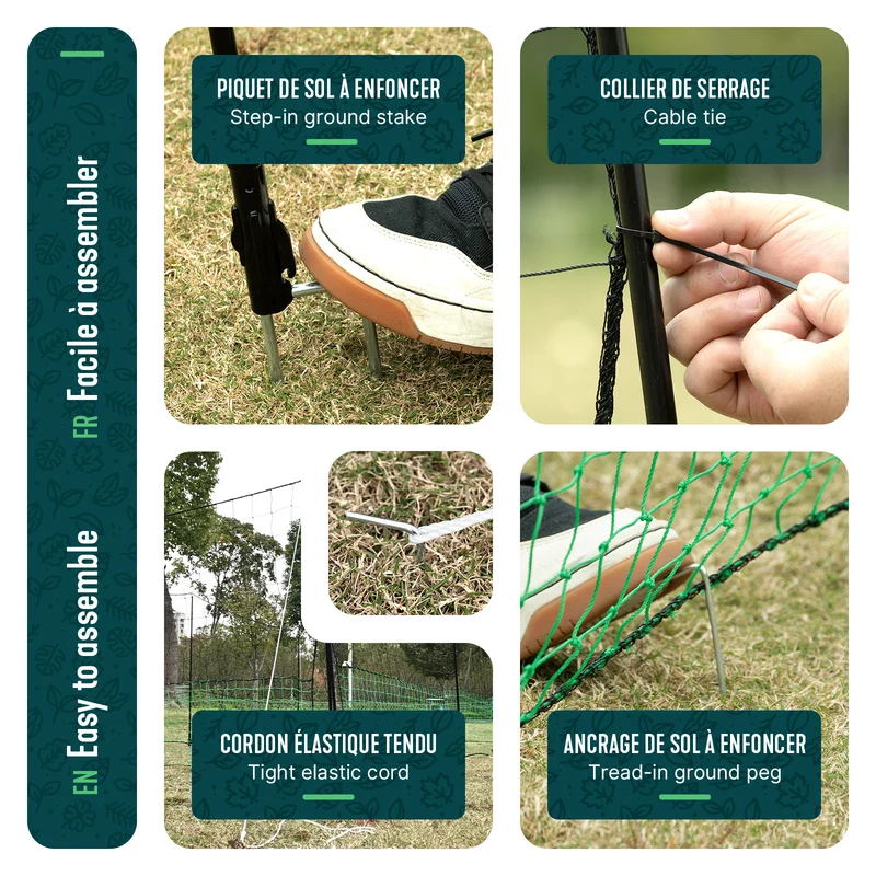 Kit cloture filet a poules PE avec piquets 30m vert