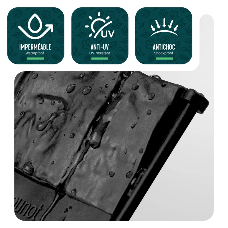 Lot de 14 pcs Bordure de jardin imitation pierre facile a installer 2.14m noir