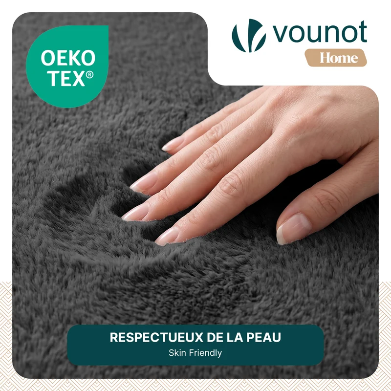 Tapis de salon poils ras doux antiderapant ф160cm uni anthracite