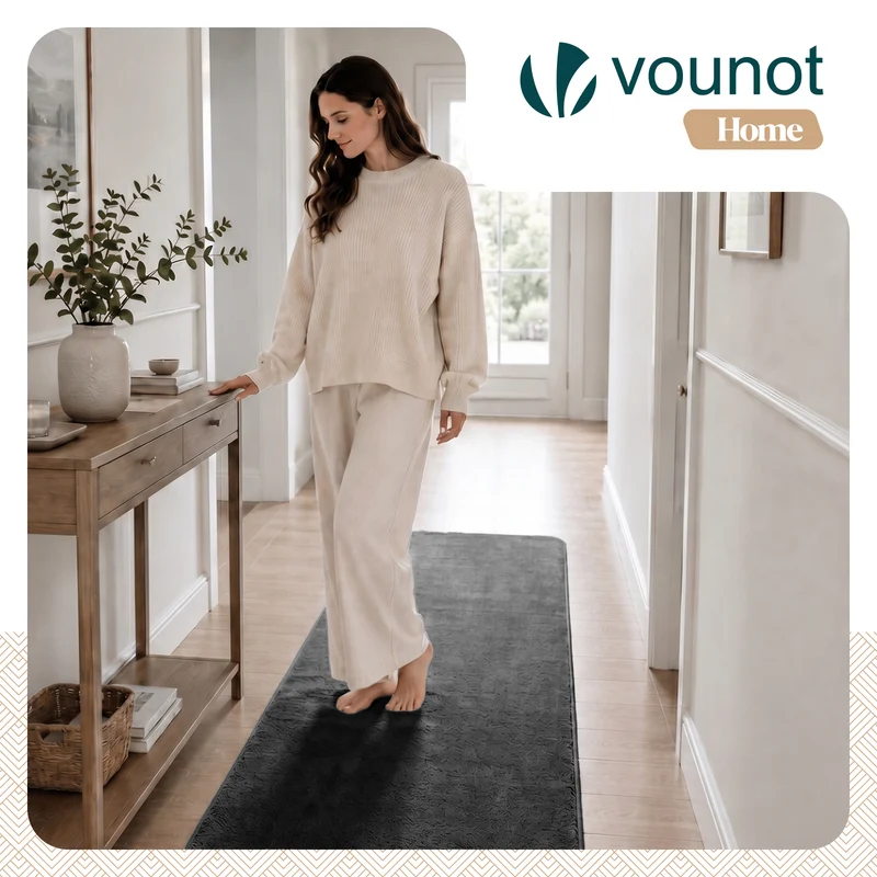 Tapis de salon poils ras doux antiderapant 80x200cm uni anthracite