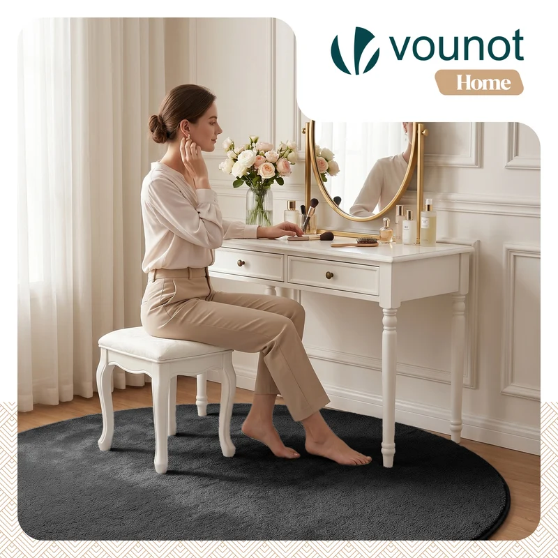 Tapis de salon poils ras doux antiderapant ф160cm uni anthracite