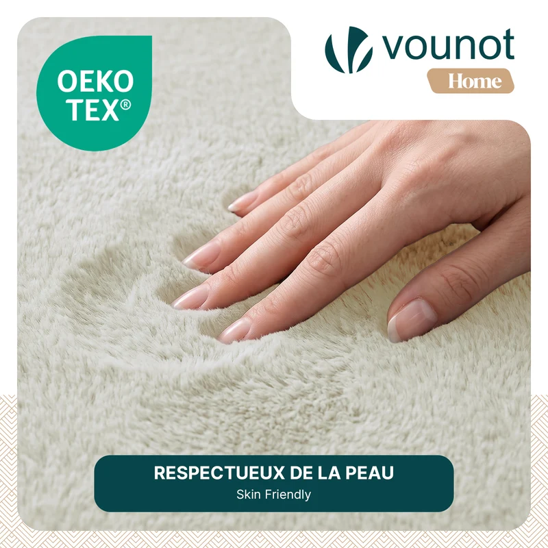 Tapis de salon poils ras doux antiderapant 160x230cm uni crème