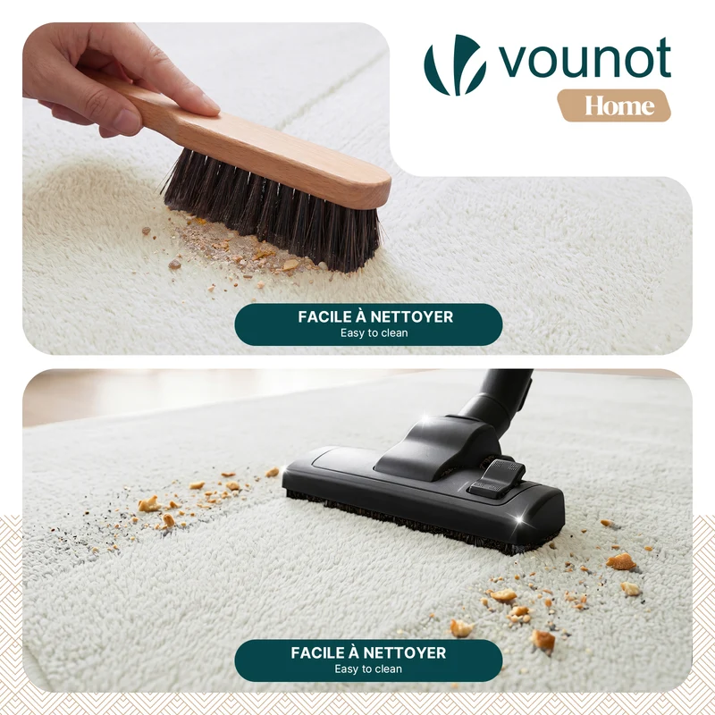 Tapis de salon poils ras doux antiderapant 160x230cm uni crème