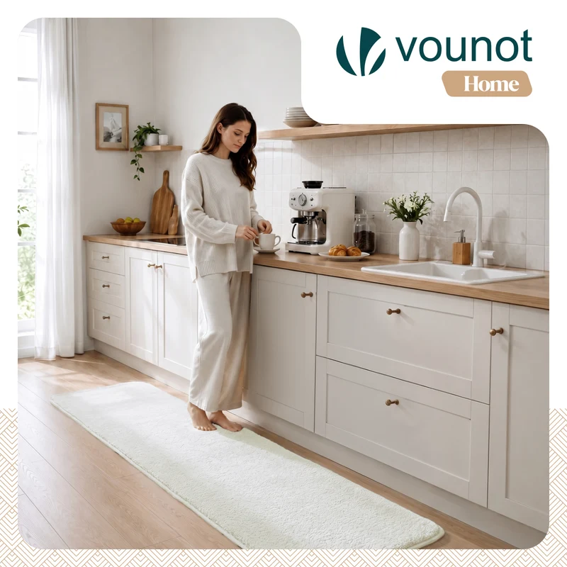 Tapis de salon poils ras doux antiderapant 60x180cm uni crème