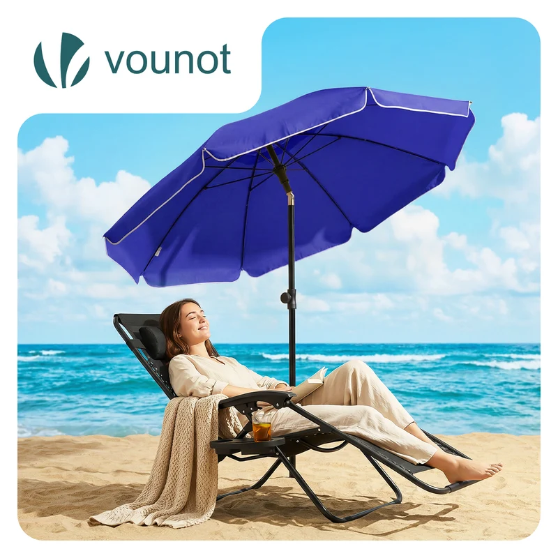 Parasol de jardin 2m avec ancrage sol et sac de transport Bleu