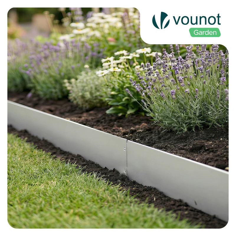 Lot de 10 Bordure de jardin en métal galvanisé flexible 100x18cm