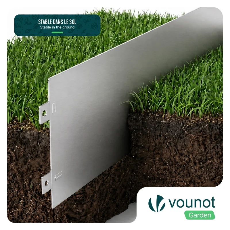 Lot de 10 Bordure de jardin en métal galvanisé flexible 100x18cm