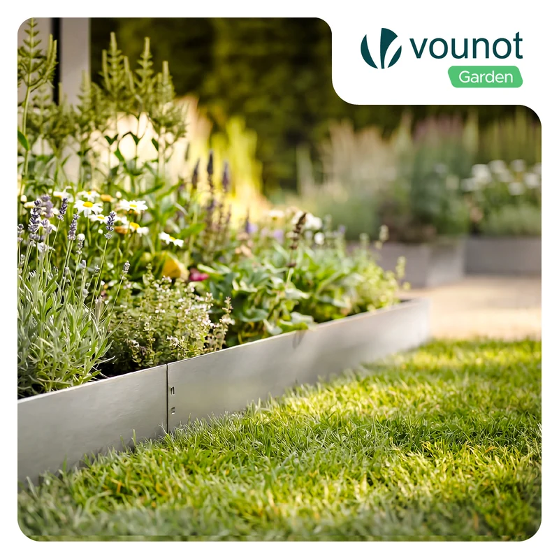 Lot de 5 Bordure de jardin en métal galvanisé flexible 100x13cm