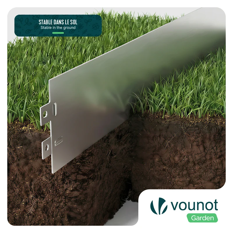 Lot de 5 Bordure de jardin en métal galvanisé flexible 100x13cm