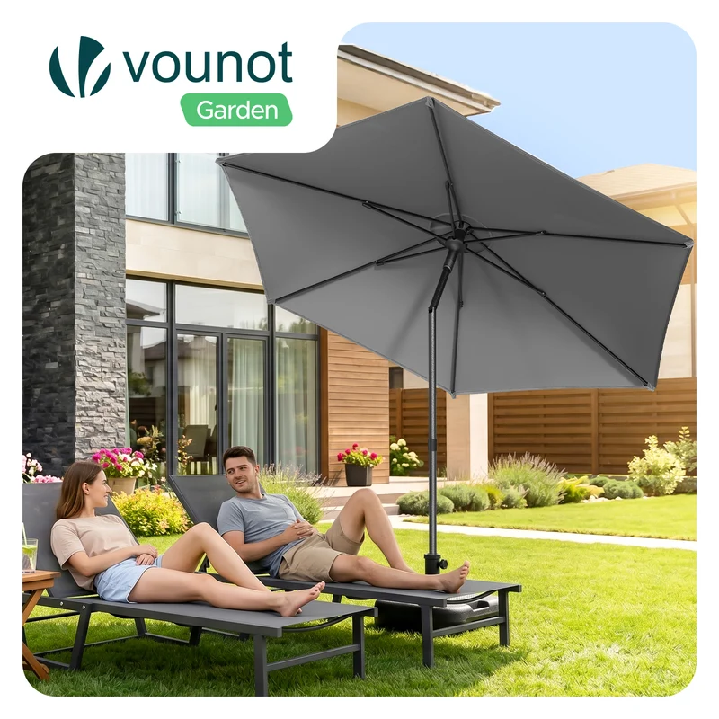 Parasol de jardin inclinable avec aeration et sac bandouliere 270cm gris