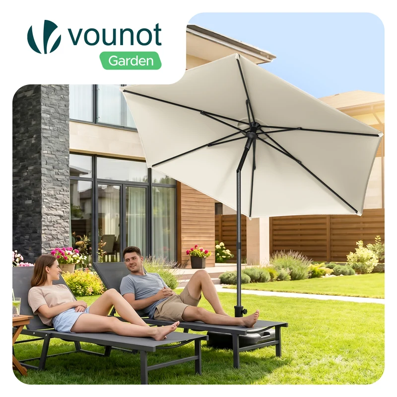 Parasol de jardin inclinable avec aeration et sac bandouliere 270cm beige