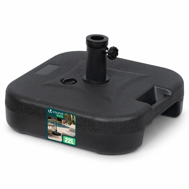 Pied de parasol sable et eau pour mat 38/48mm 22L HDPE noir