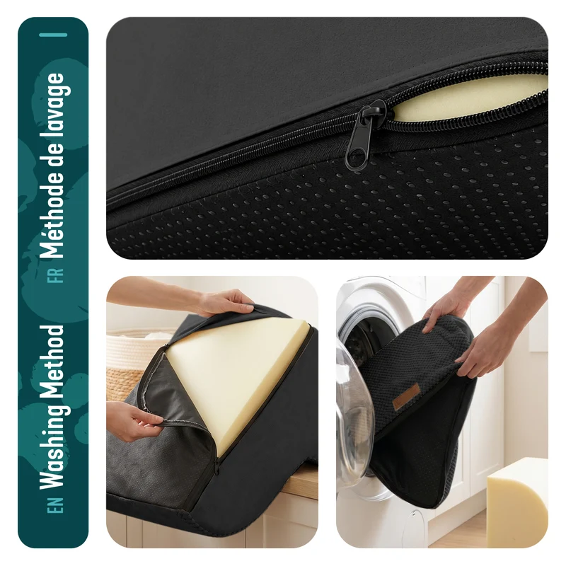 Escalier pour chien et chat en mousse haute densite et housse lavable 40x40x30cm noir