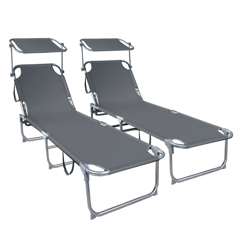 Transat pare soleil Lot de 2 pcs Gris