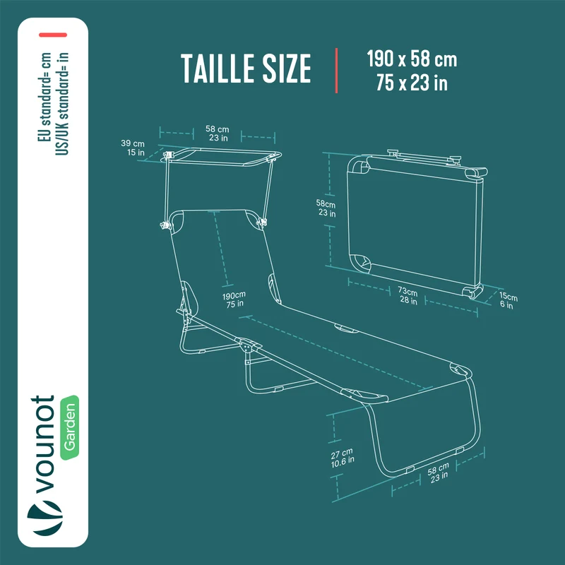 Transat pare soleil Lot de 2 pcs Gris