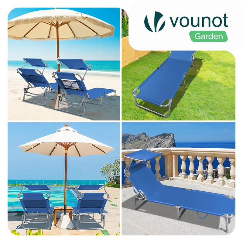 Transat pare soleil Lot de 2 pcs Bleu