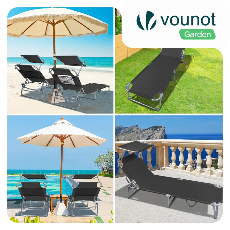 Transat pare soleil Lot de 2 pcs Noir