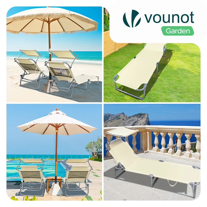 Transat pare soleil Lot de 2 pcs Beige