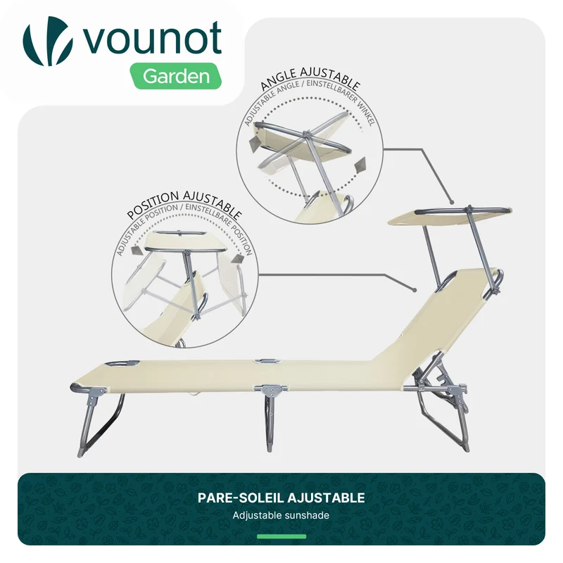 Transat pare soleil Lot de 2 pcs Beige