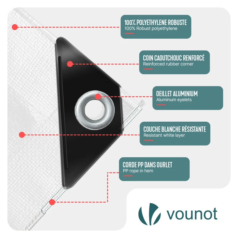 Bâche de Protection en Polyéthylène resistant et impermeable 180g/m² blanche 2x3m