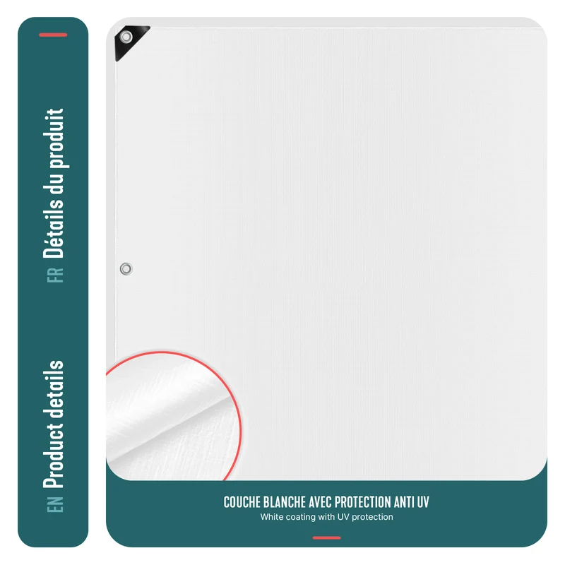 Bâche de Protection en Polyéthylène resistant et impermeable 180g/m² blanche 2x3m