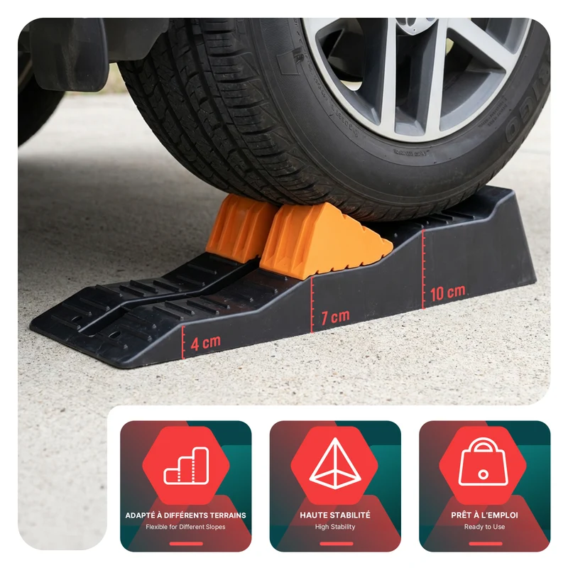 Lot 2 rampes nivellement voiture 5T cale d’acces PP 56x20x13cm noir