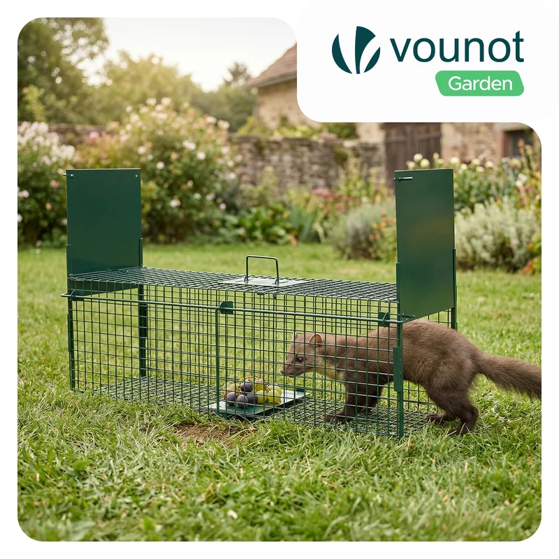 Piege pour animaux vivants cage trappe en metal 100x29x40cm vert