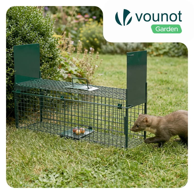 Piege pour animaux vivants cage trappe en metal 80x26x34cm vert
