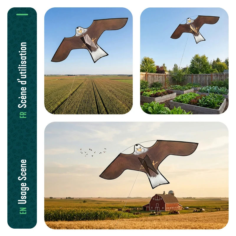 Cerf volant anti oiseaux effaroucheur sans mat Faucon modele B