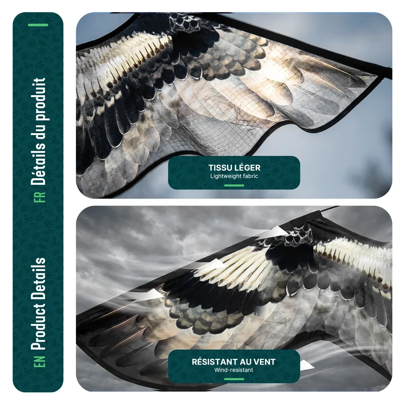 Cerf volant anti oiseaux effaroucheur sans mat Faucon modele F