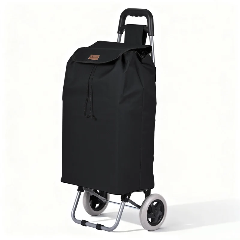 Chariot de courses 2 roues pliable 59L noir