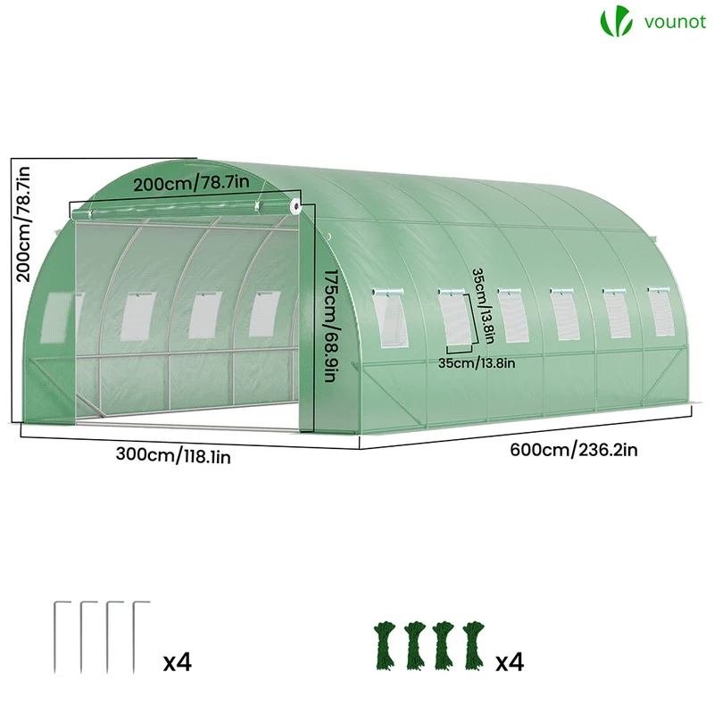 Grande Serre de jardin 18m2 en acier galvanisé - Taille : 6x3x2M