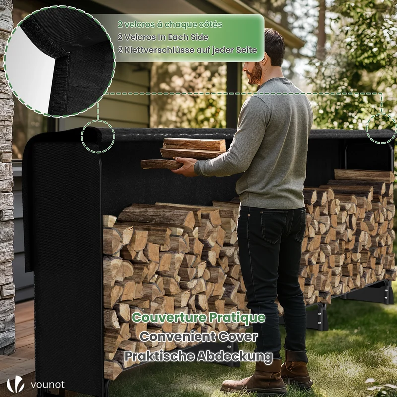 Serre buche 3m avec housse de protection noir