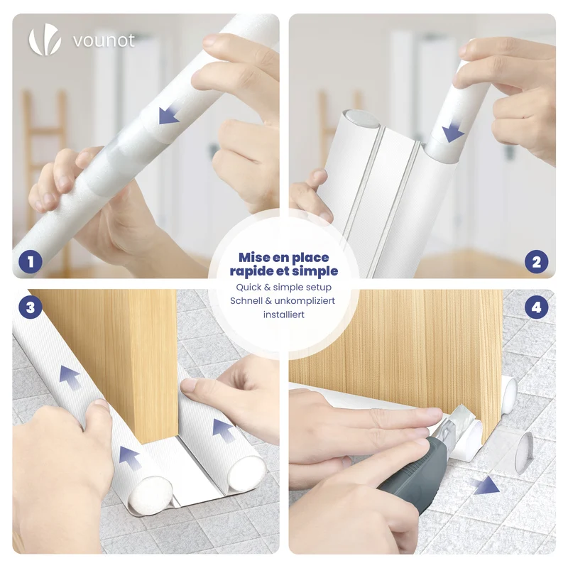 Lot de 2 Boudins de Porte Isolants coupe froid Découpables 96cm Blanc
