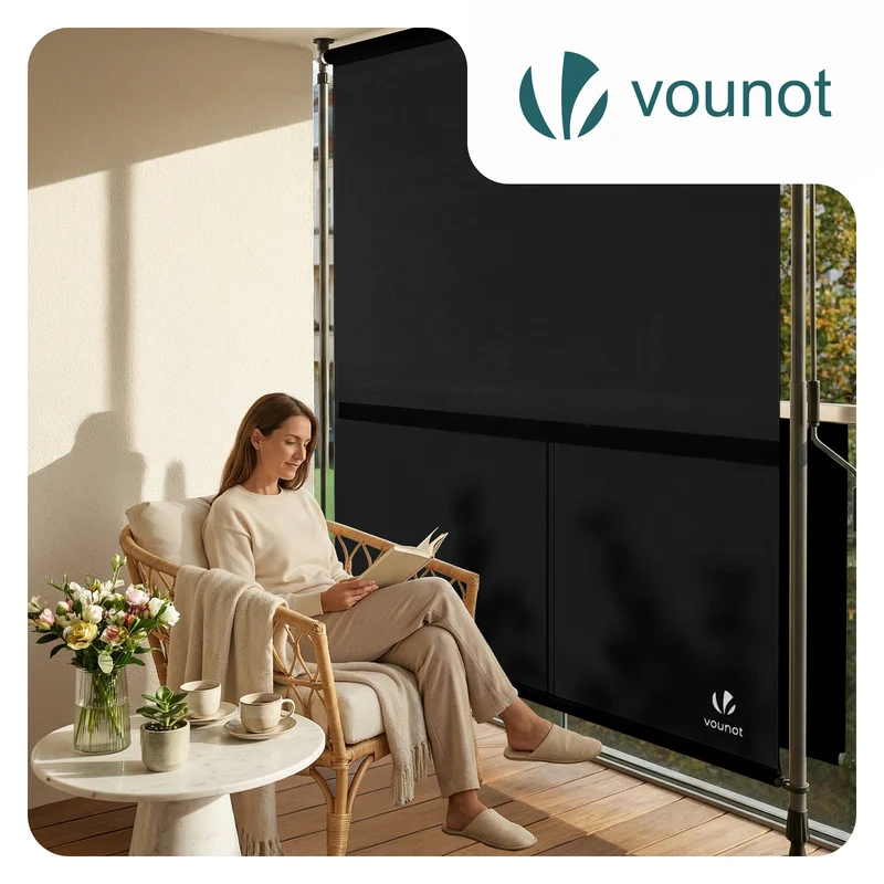 Store vertical sans percage extensible exterieur 150x310cm polyester anthracite