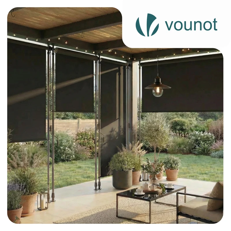 Store vertical sans percage extensible exterieur 150x310cm polyester anthracite